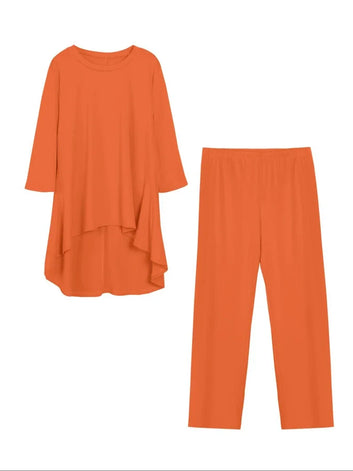 New Round Neck Long Sleeve Solid Colour Suit