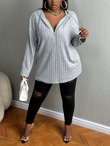 Half zipper hooded sweatshirt