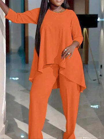 New Round Neck Long Sleeve Solid Colour Suit